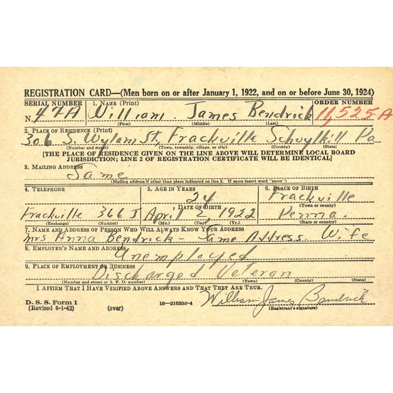 Cravate beige, Cpl. William Bendrick, Jr., Co. K, 8th Marine Regt., 1st Marine Division, USMC, Guadalcanal