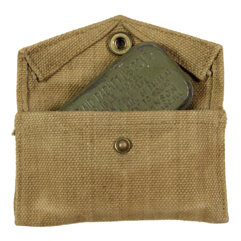 Pouch, First-Aid Packet, M-1942, British-Made, BAGCRAFT LTD. 1943, with First-Aid Packet, Carlisle