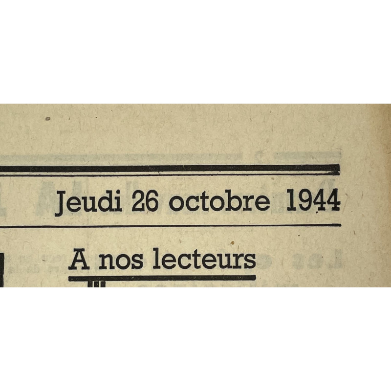 Newspaper, Belgian, La Libre Belgique, October 26, 1944