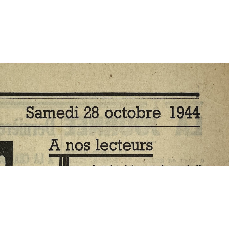 Newspaper, Belgian, La Libre Belgique, October 28, 1944