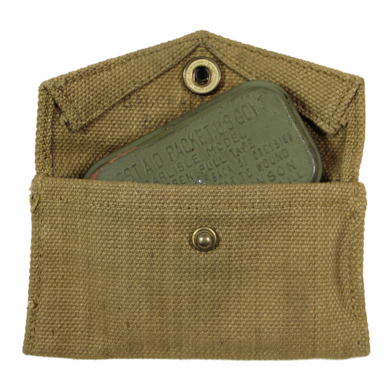 Pouch, First-Aid Packet, M-1942, British-Made, BAGCRAFT LTD. 1943, with First-Aid Packet, Carlisle