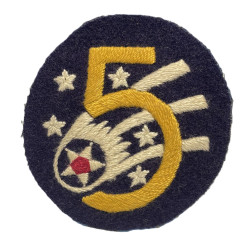 Insigne, 5th Air Force, USAAF, feutre, fabrication australienne