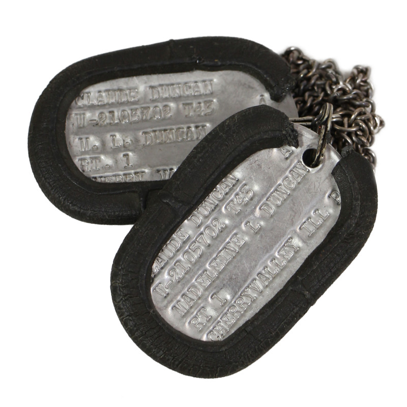 Dog Tags, WO Claude Duncan, 305th Quartermaster Sterilization Bn., ETO