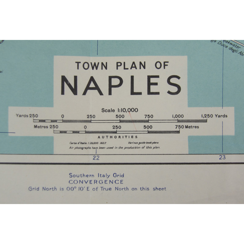Carte, TOWN PLAN OF NAPLES, Italie, 1943, annotée, 82nd Airborne Division