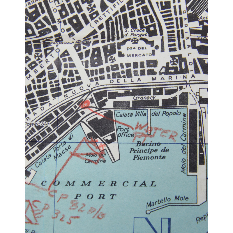 Carte, TOWN PLAN OF NAPLES, Italie, 1943, annotée, 82nd Airborne Division