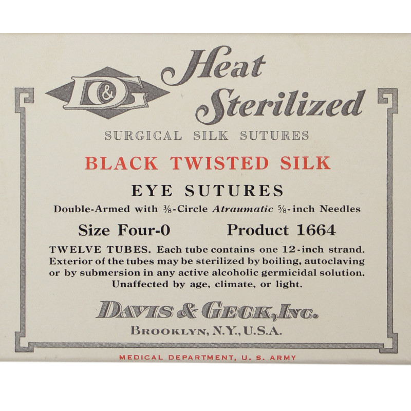 Box, Twelve-Tube, Eye Sutures, Size Four-0, Item No. 1664, DAVIS & GECK, INC.