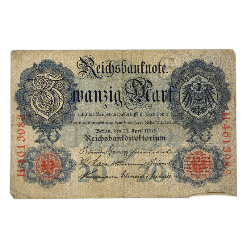 Banknote, German, 20 Mark, 1910