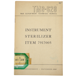 Manual, Technical, TM 8-628, Instrument Sterilizer Item 7917005, 1944