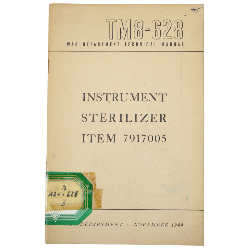 Manual, Technical, TM 8-628, Instrument Sterilizer Item 7917005, 1944