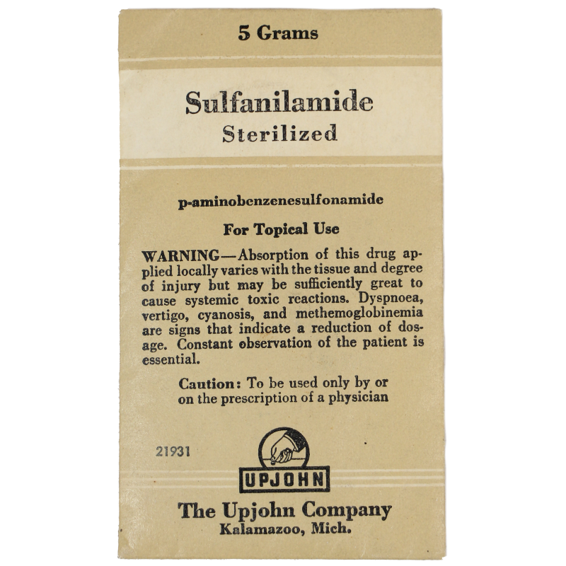 Packet, Sulfanilamide, The Upjohn Company, Complete