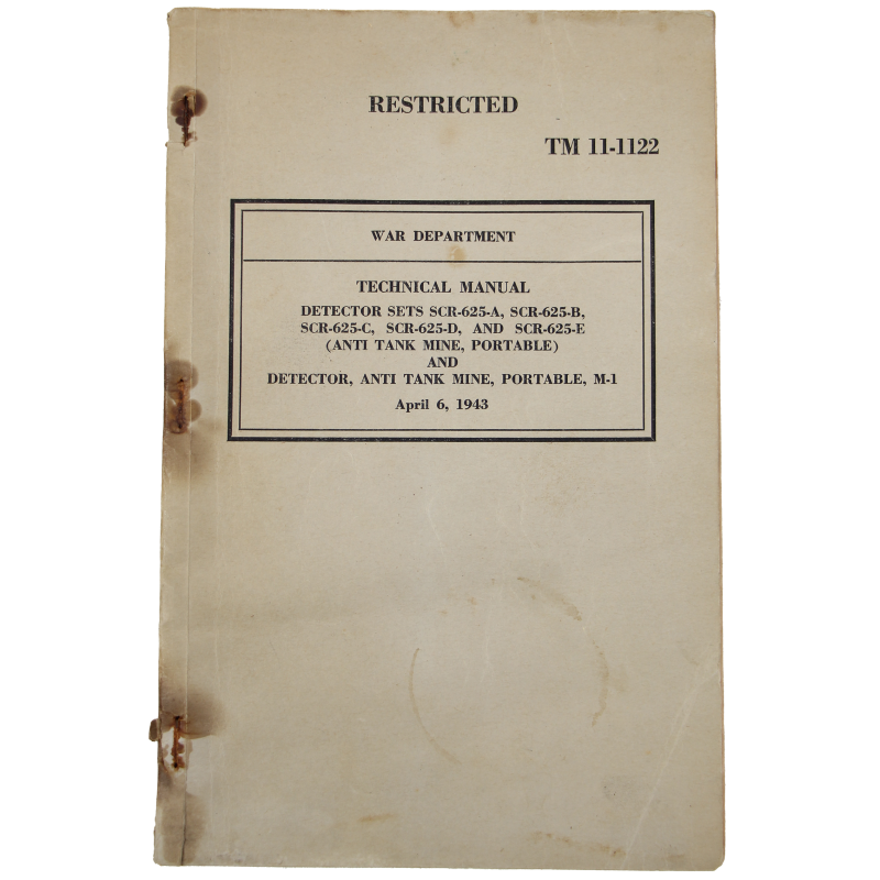 Manuel Technique, TM 11-1122, DETECTOR SETS SCR-625, 1945