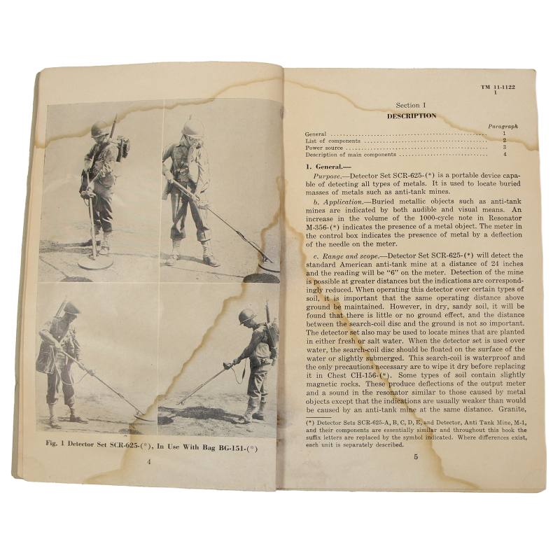 Manuel Technique, TM 11-1122, DETECTOR SETS SCR-625, 1945