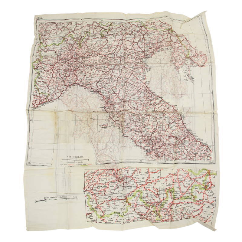Carte d'évasion en soie, MI 9, Italie continentale et Sicile, J4/J3