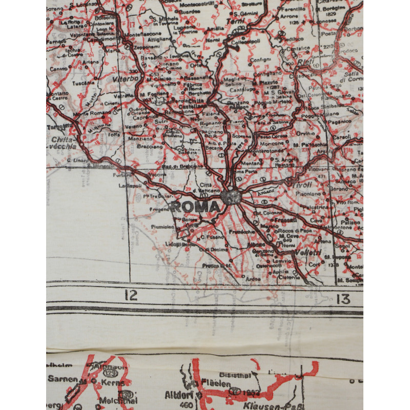 Carte d'évasion en soie, MI 9, Italie continentale et Sicile, J4/J3
