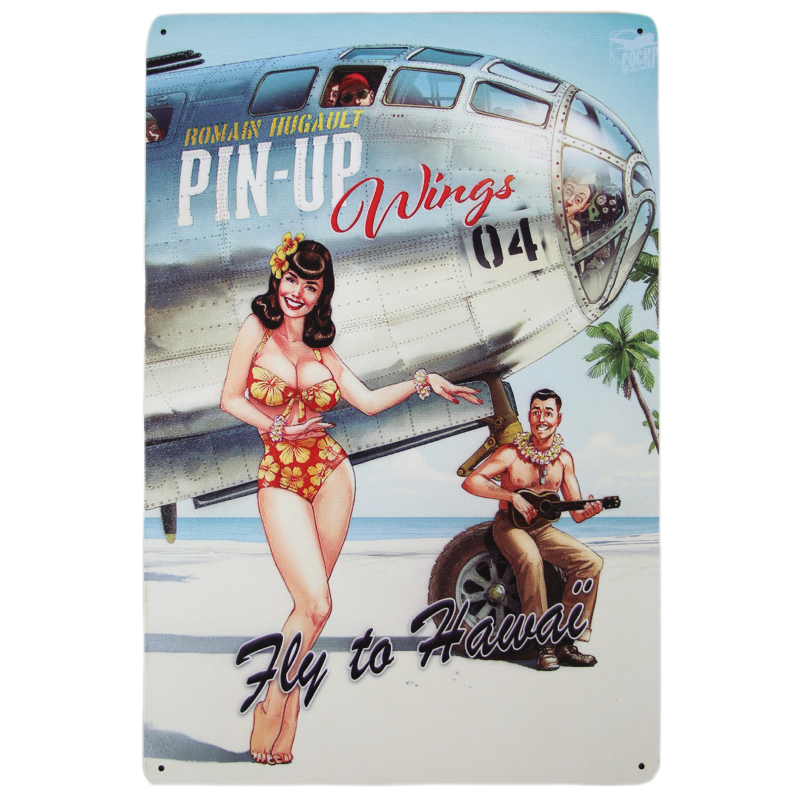 Plate, Pin-Up Fly to Hawaï, wood