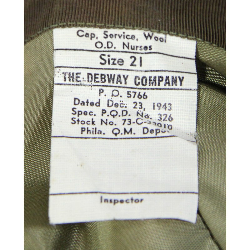 Casquette chocolat officier, US Army Nurse Corps, taille 51, 1943