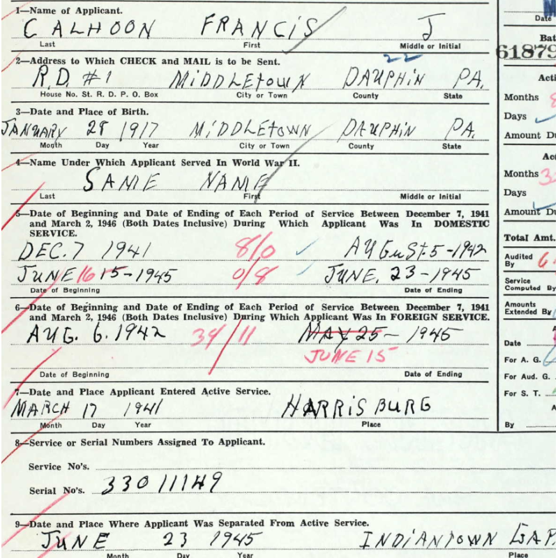 Grouping, Pfc. Francis Calhoon, Medic, 51st Medical Battalion, II Corps, MTO
