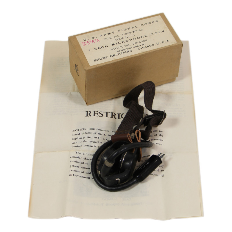 Microphone, Throat, T-30-V, SHURE BROTHERS, in Box, 1943, Mint