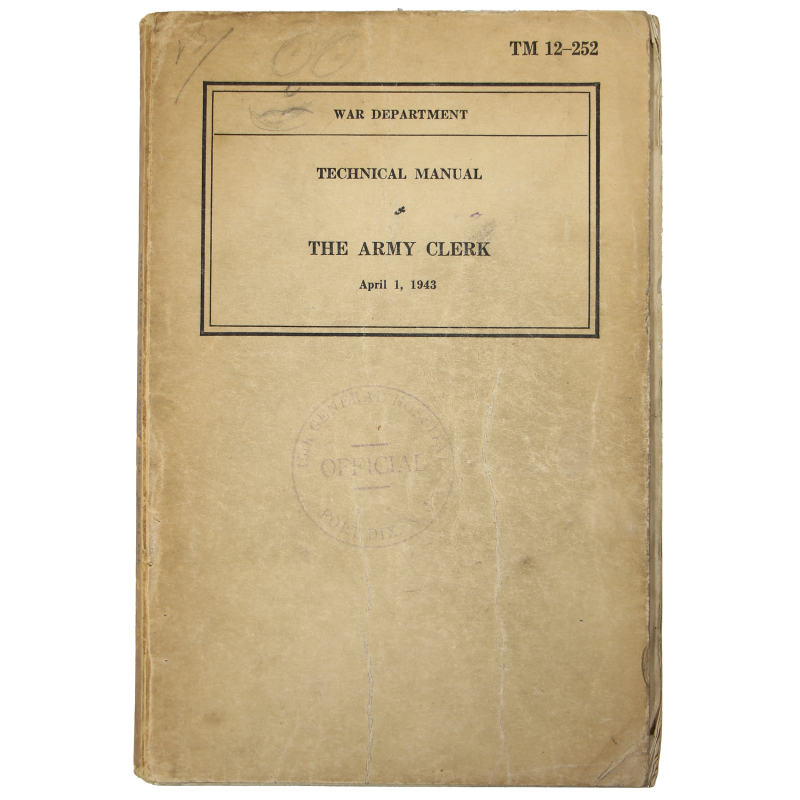 Manuel technique, TM 12-252, The Army Clerk, 1943