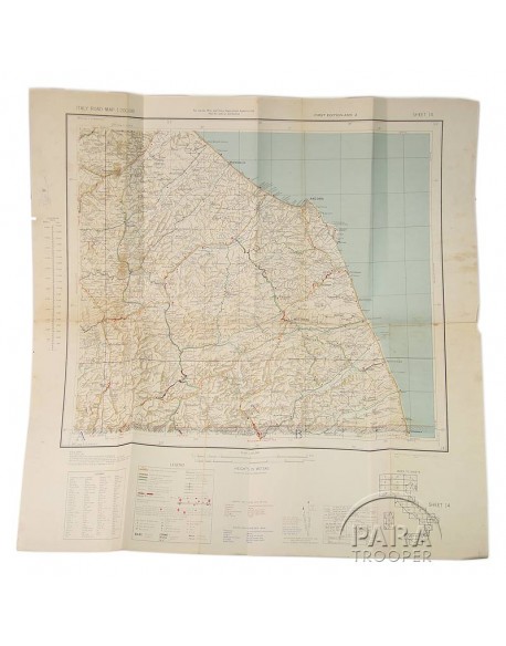 Map, US Army, Italy sheet 14, 1943, Army / Navy Map, US Army, Italy sheet 14, 1943, Army / Navy