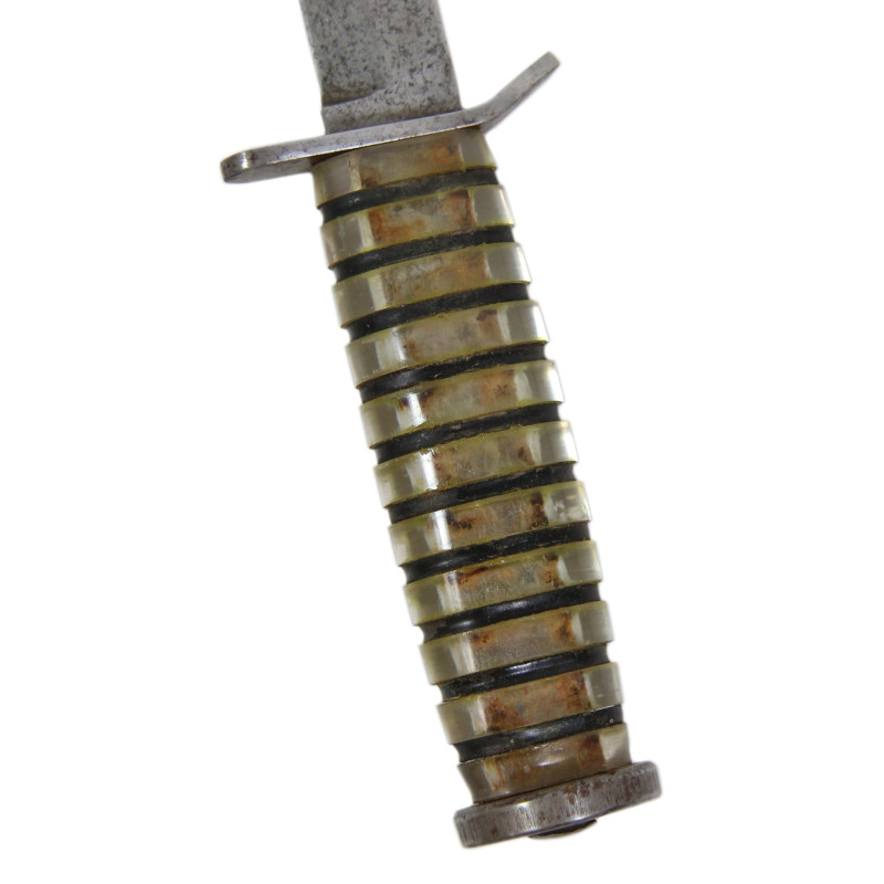 Knife, Trench, USM3, KINFOLKS, INC. on Blade, Plexiglas Grips, with Scabbard, Sgt. Raymond Kurdziel, 8th Air Force, USAAF, ETO