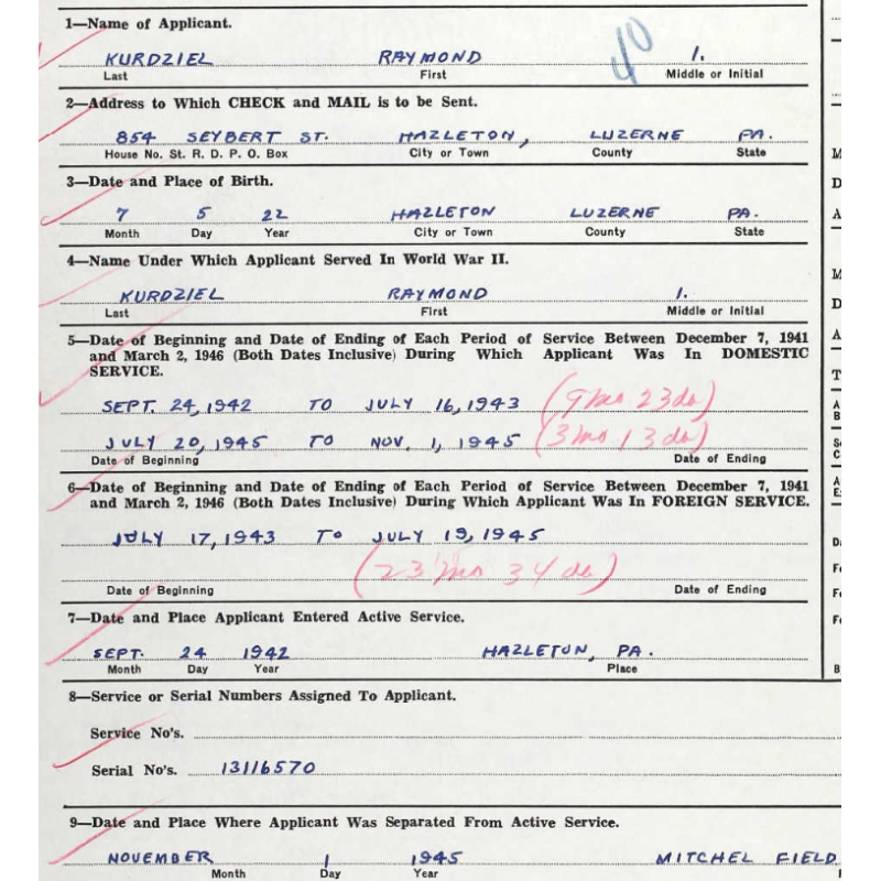Couteau USM3 KINFOLKS, INC. (lame), poignée plexiglas, avec fourreau en cuir, Sgt. Raymond Kurdziel, 8th Air Force, USAAF, ETO
