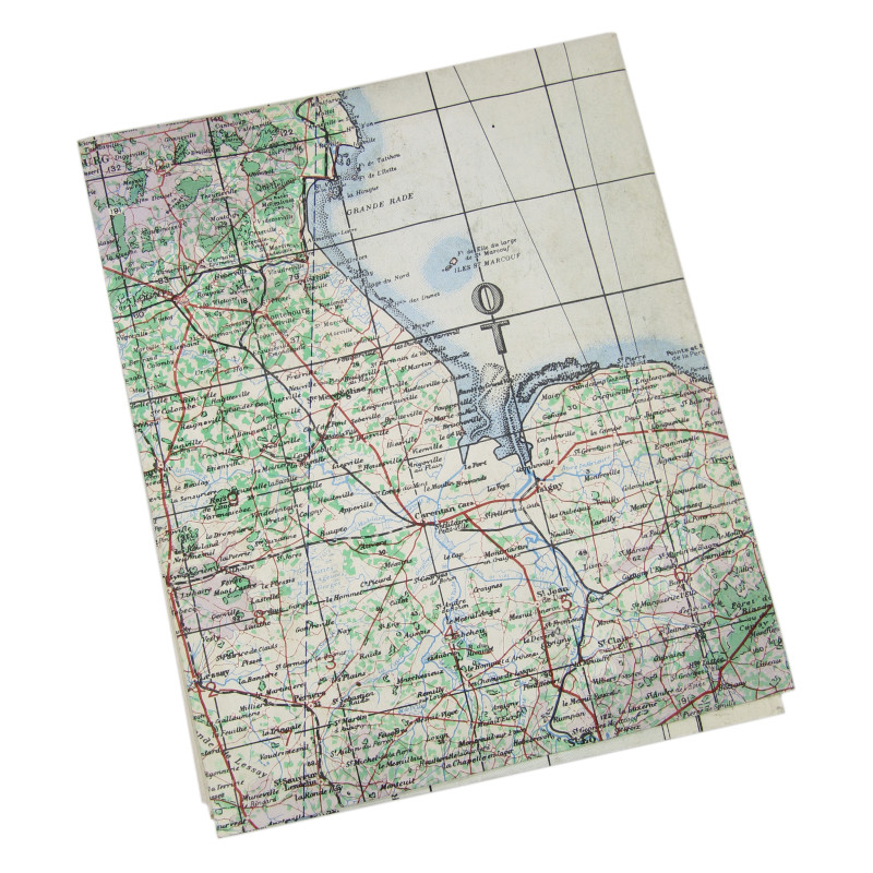 Carte de Normandie, Cherbourg & Caen, 1943