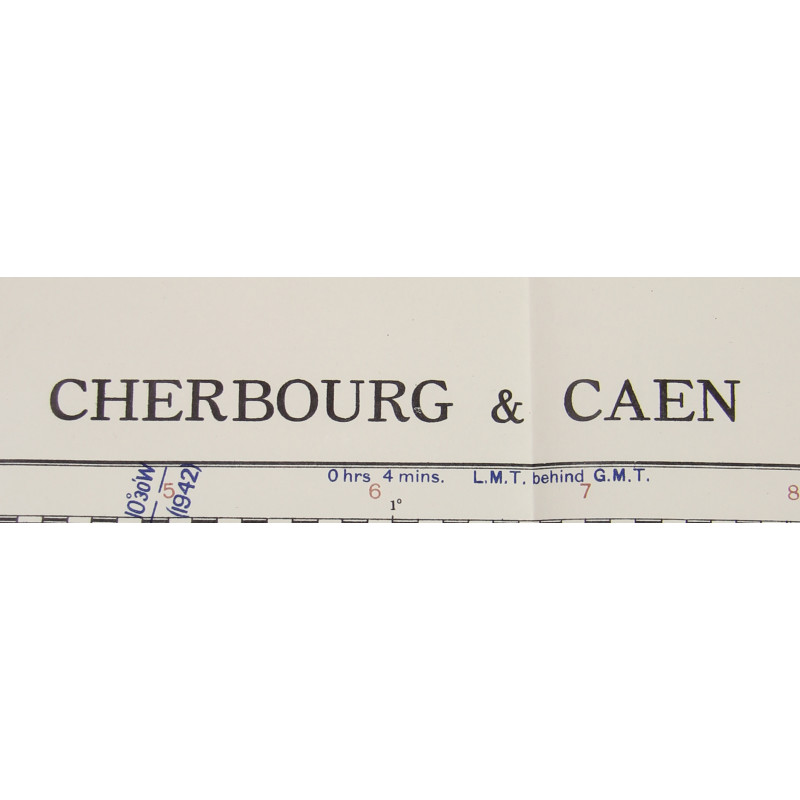 Carte de Normandie, Cherbourg & Caen, 1943