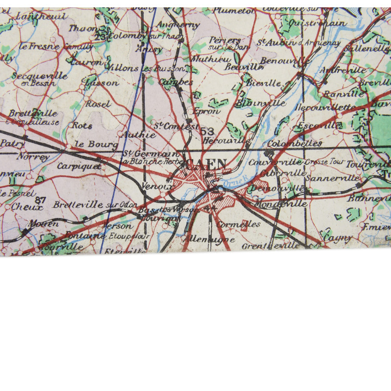 Carte de Normandie, Cherbourg & Caen, 1943