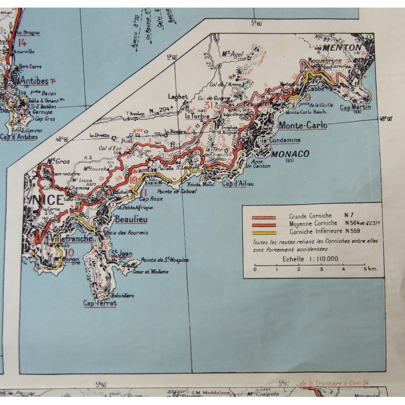 Carte, MARSEILLE-MENTON, Provence, opération Dragoon, 1943