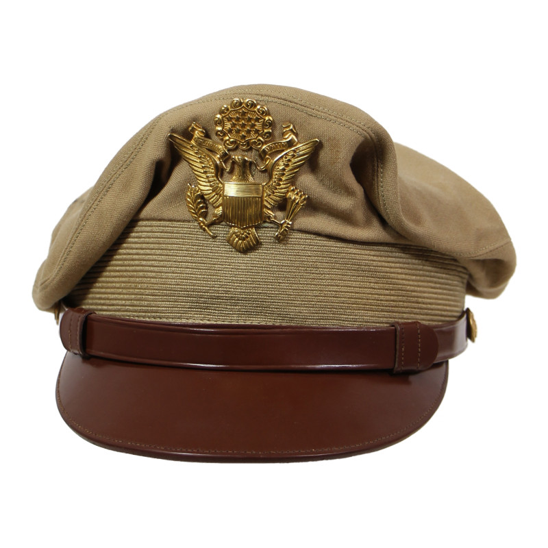 Cap, Service, Tropical Worsted, Khaki, Officer's, US Army, Size 7, 1944