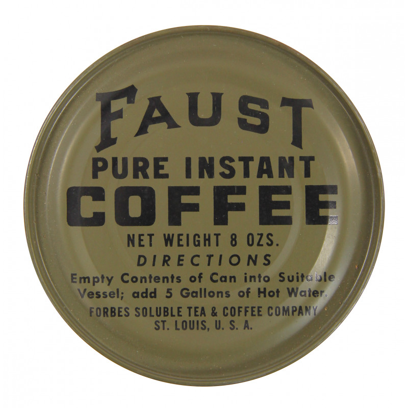 Can, OD, Ration, Instant coffee, Faust, 1944