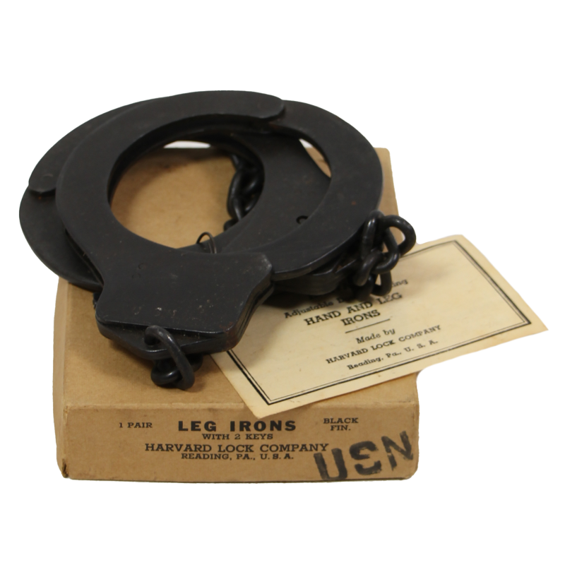 Entraves de poignets et chevilles, US Navy, HARVARD LOCK COMPANY, dans leur boîte