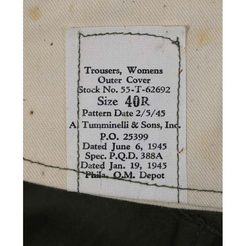 Trousers, Women's, Outer Cover, WAC & Nurse, Size 40R, 1945, Mint