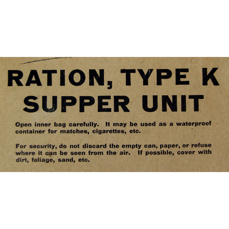 Ration K, Supper Unit, premier type, complète et intacte