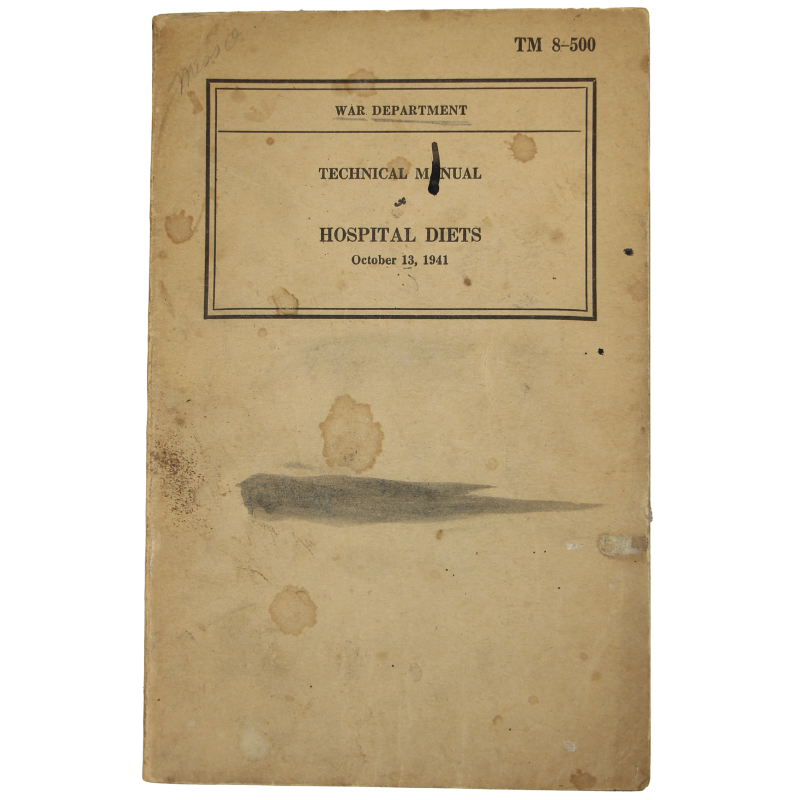 Manuel technique, TM 8-500, Hospital diets, 1941