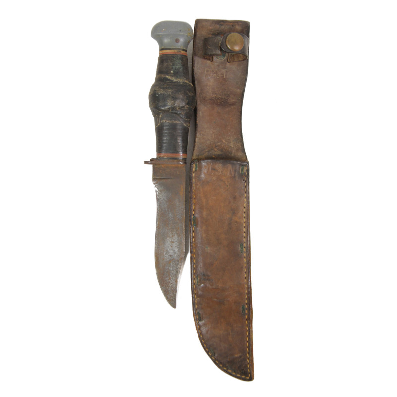 Knife, Utility, MK 1, PAL RH-35, US Navy, Taped, with Leather Scabbard, BOYT -43-, U.S.N.
