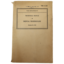 Manuel technique, TM 8-225, Dental Technicians, 1942, nominatif