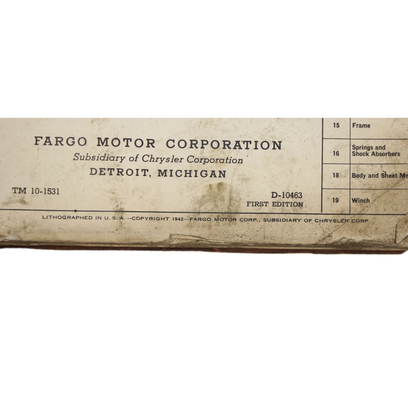 Maintenance Manual TM 10-1531, Dodge Trucks US Army, 1942