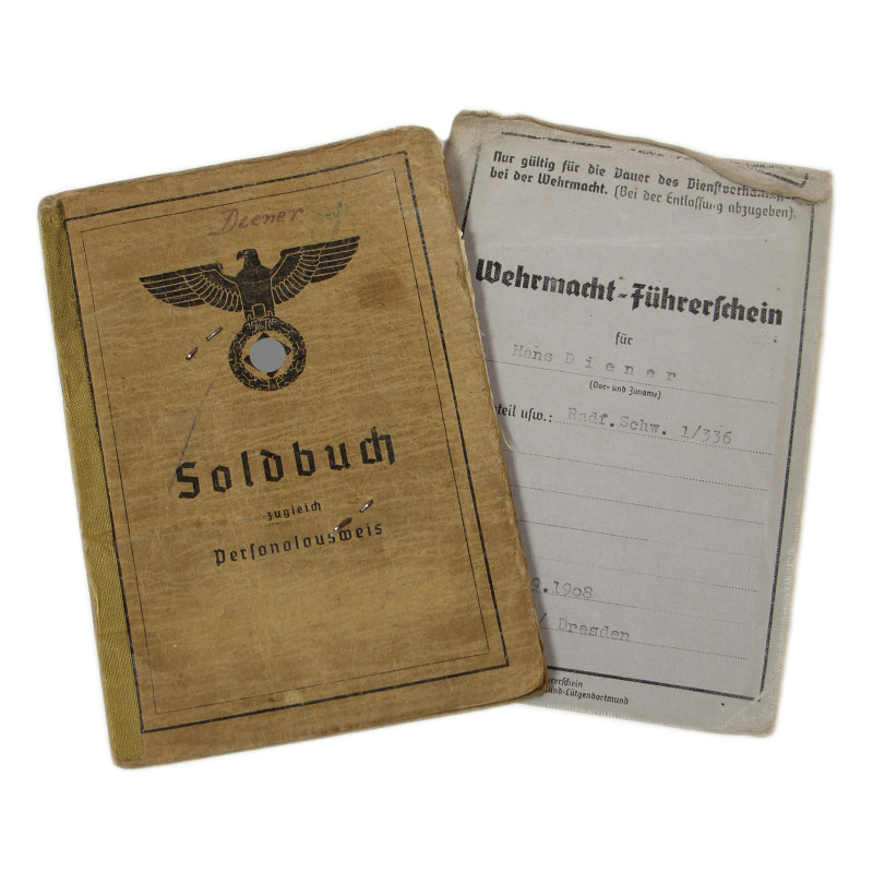 Soldbuch and Driver's License, Uffz. Hans Diener, Heer, Panzer-Jäger-Abteilung 336