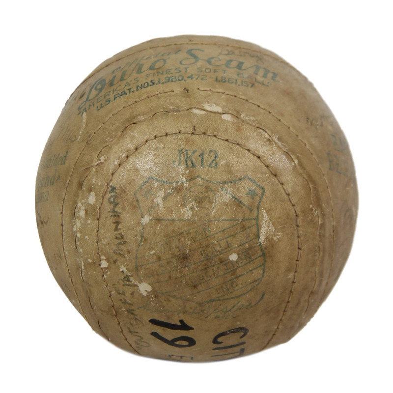 Balle de softball, Duro Seam, dédicacée, East Orange, 1942