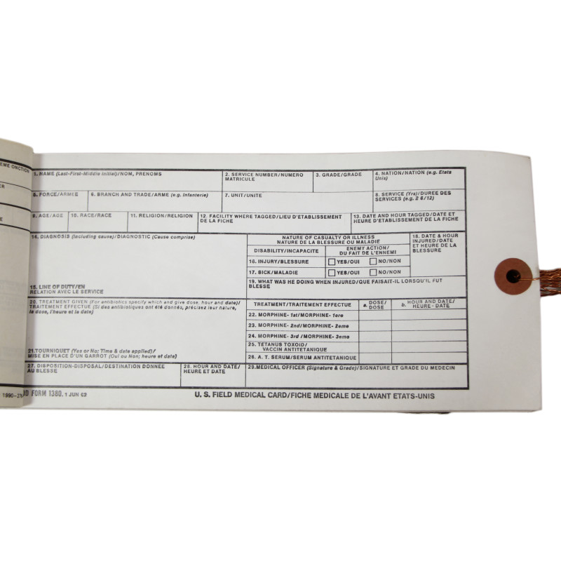 Book, U.S. Field Medical Card, 1962, Complete