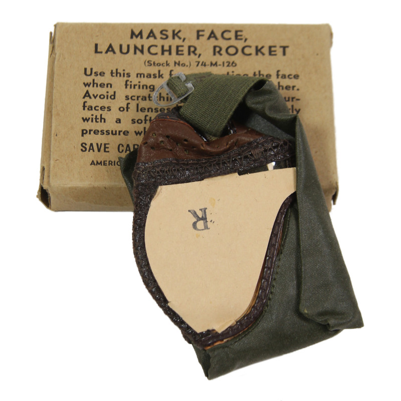 Masque facial pour tireur bazooka, AMERICAN OPTICAL CO. 1944, dans sa boîte