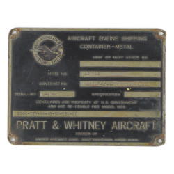 Plate, Aircraft Enginer Shipping Container, PRATT & WHITNEY