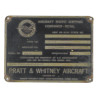 Plaque de container, moteur d'avion, PRATT & WHITNEY