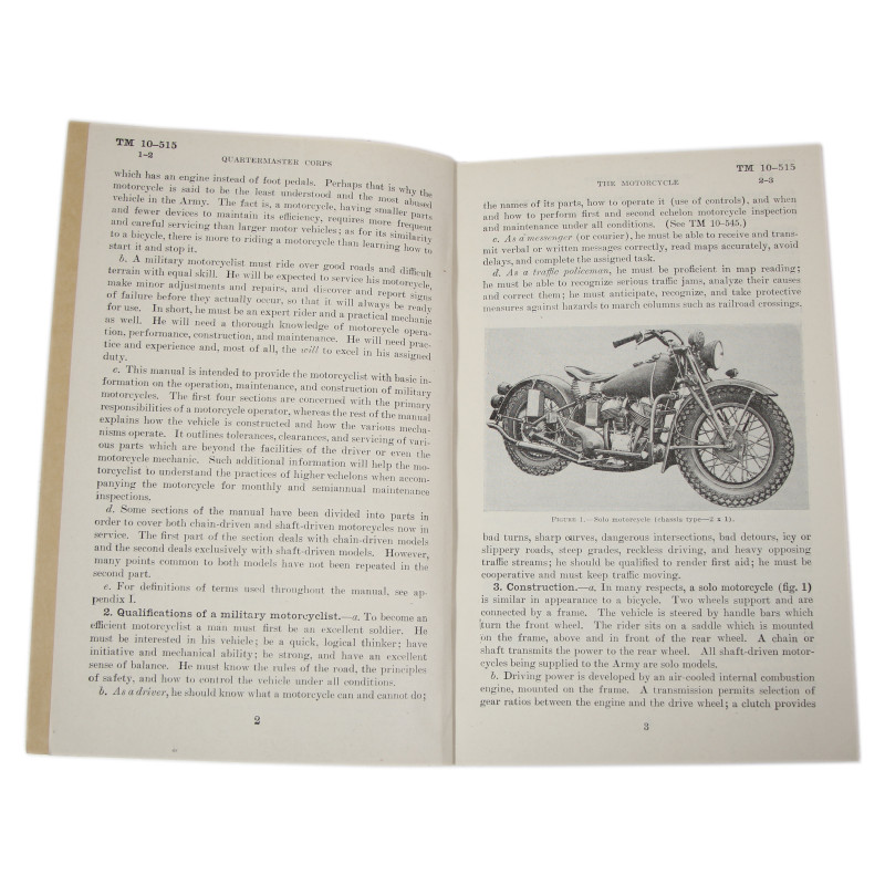 Manuel technique, TM 10-515, The Motorcycle, 1942