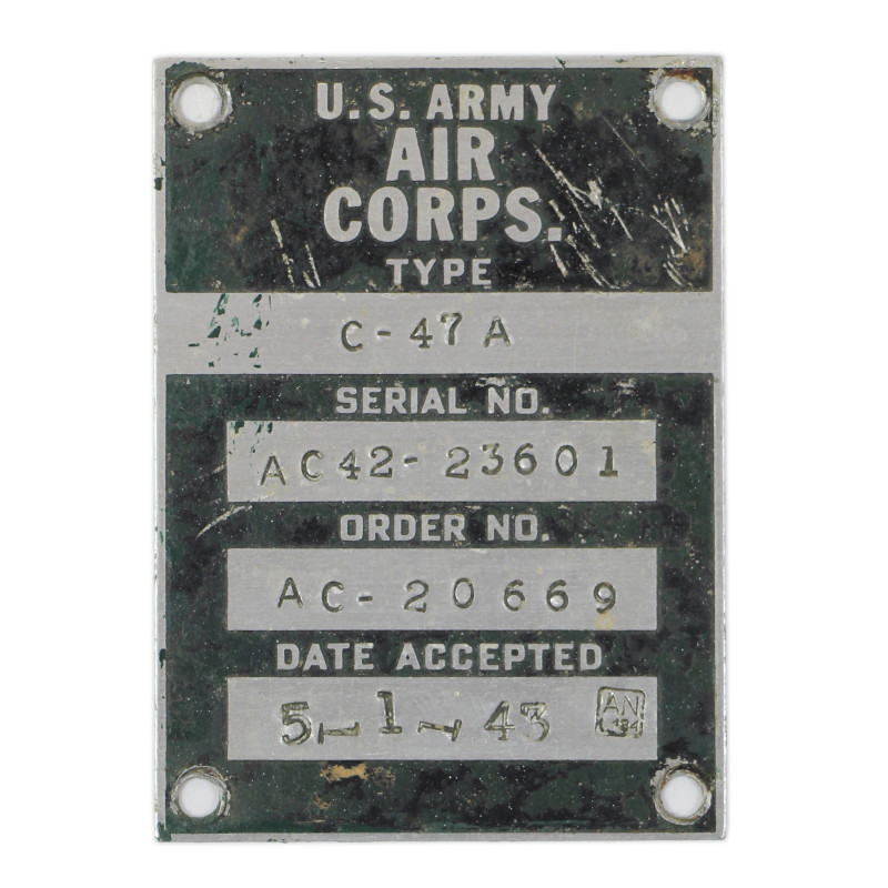 Plate, Aircraft, C-47A Skytrain, Serial 42-23601, 316th TCG, D-Day