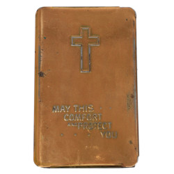 Manual of Catholic Devotions, Steel Shield, Gold-Plated, 'May this comfort and protect you''