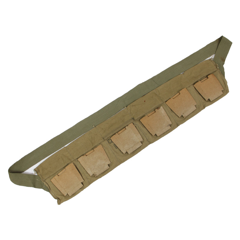 Bandoleer en toile, M1 Garand, 2e type, ST. LOUIS ORDNANCE PLANT, avec étuis en carton