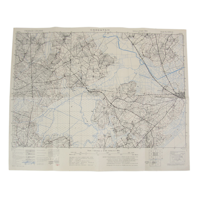 Carte alliée, CARENTAN, Edition of June 1943, Sheet No. 31/18 S.E.